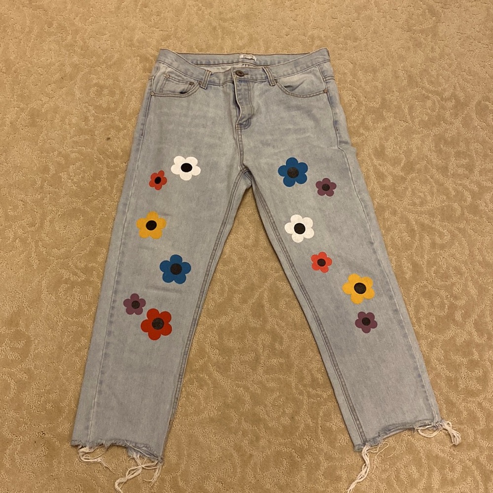 Groovy Flower Power Retro Jeans! Run MUCH larger than marked! Probably a 10/12